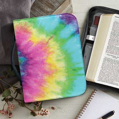 Bright Spiral Tie Dye Print Leather Bible Cover