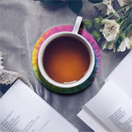 Bright Spiral Tie Dye Print Leather Coaster Set