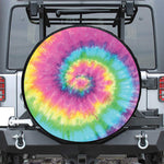 Bright Spiral Tie Dye Print Leather Spare Tire Cover