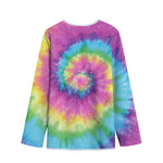 Bright Spiral Tie Dye Print Long Sleeve Short Coat