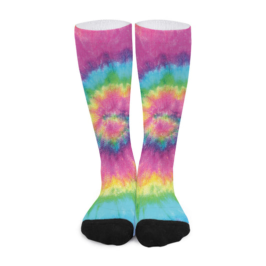 Bright Spiral Tie Dye Print Long Socks