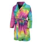 Bright Spiral Tie Dye Print Men's Bathrobe