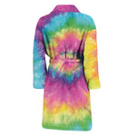 Bright Spiral Tie Dye Print Men's Bathrobe