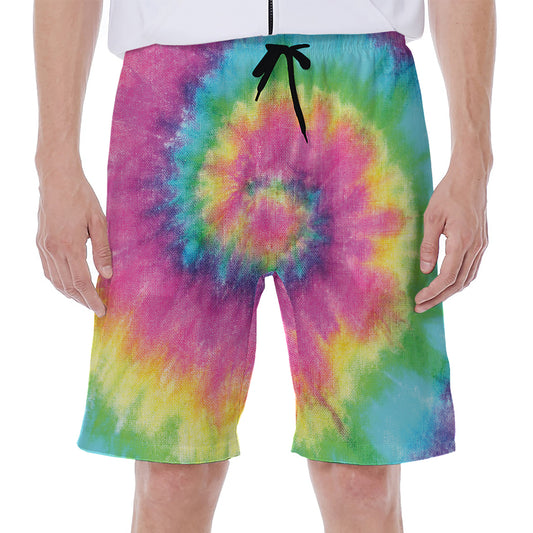 Bright Spiral Tie Dye Print Men's Beach Shorts