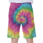 Bright Spiral Tie Dye Print Men's Beach Shorts