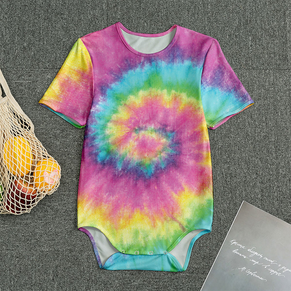 Bright Spiral Tie Dye Print Men's Bodysuit