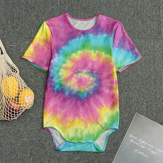 Bright Spiral Tie Dye Print Men's Bodysuit