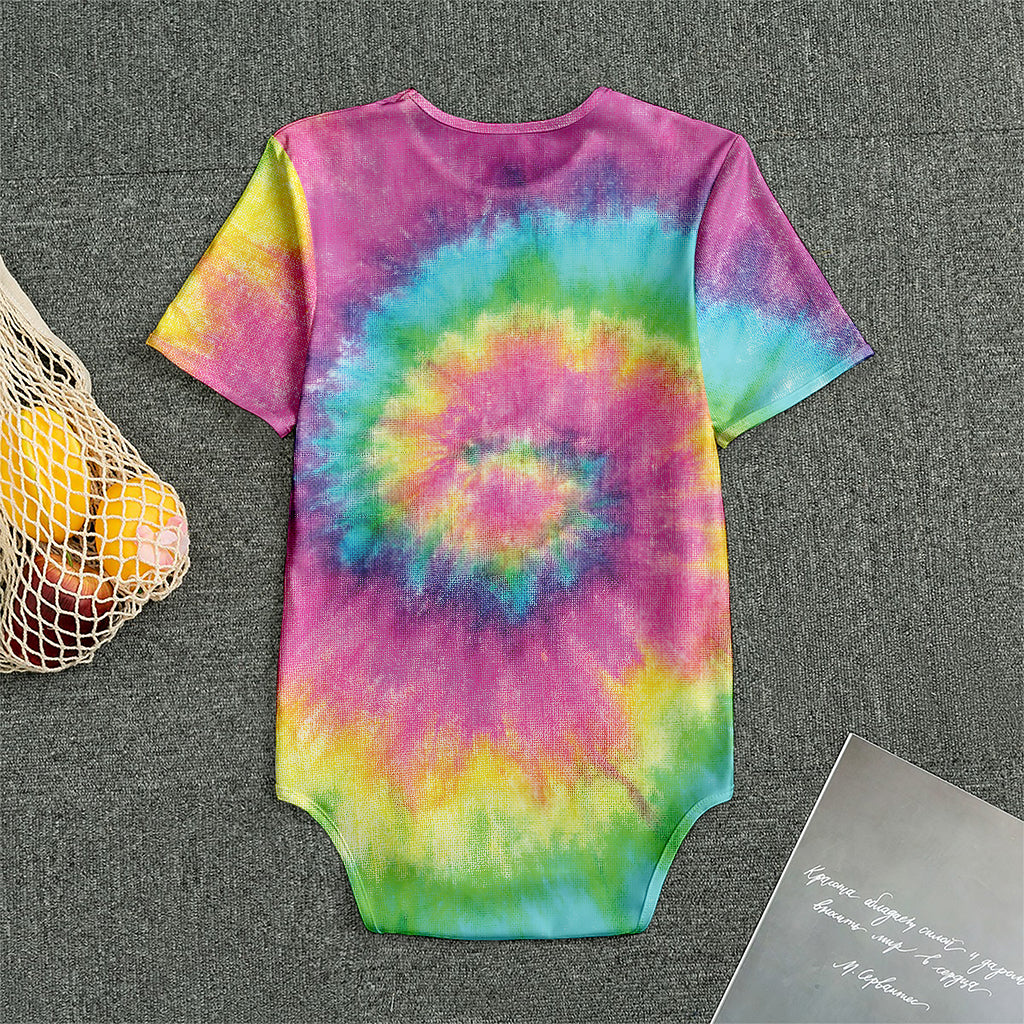 Bright Spiral Tie Dye Print Men's Bodysuit