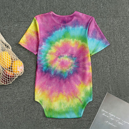 Bright Spiral Tie Dye Print Men's Bodysuit