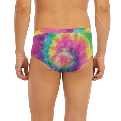 Bright Spiral Tie Dye Print Men's Briefs