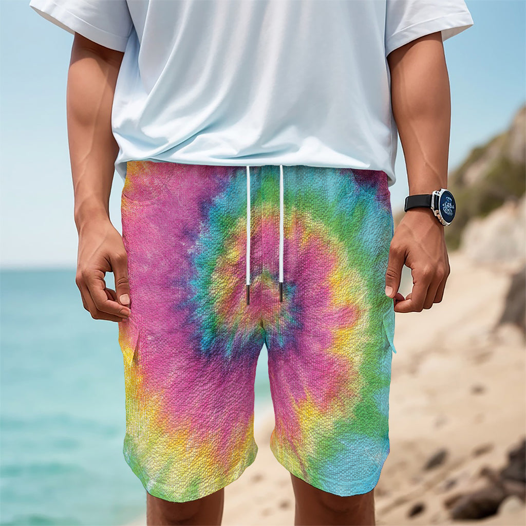 Bright Spiral Tie Dye Print Men's Cargo Shorts