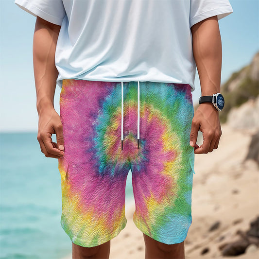 Bright Spiral Tie Dye Print Men's Cargo Shorts