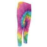 Bright Spiral Tie Dye Print Men's Compression Pants