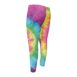 Bright Spiral Tie Dye Print Men's Compression Pants