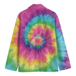 Bright Spiral Tie Dye Print Men's Cotton Blazer