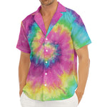 Bright Spiral Tie Dye Print Men's Deep V-Neck Shirt
