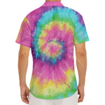 Bright Spiral Tie Dye Print Men's Deep V-Neck Shirt