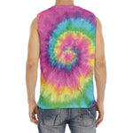 Bright Spiral Tie Dye Print Men's Fitness Tank Top