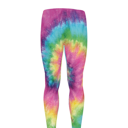 Bright Spiral Tie Dye Print Men's leggings