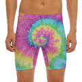 Bright Spiral Tie Dye Print Men's Long Boxer Briefs