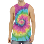 Bright Spiral Tie Dye Print Men's Muscle Tank Top