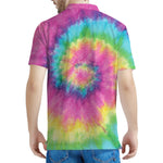 Bright Spiral Tie Dye Print Men's Polo Shirt