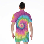 Bright Spiral Tie Dye Print Men's Rompers