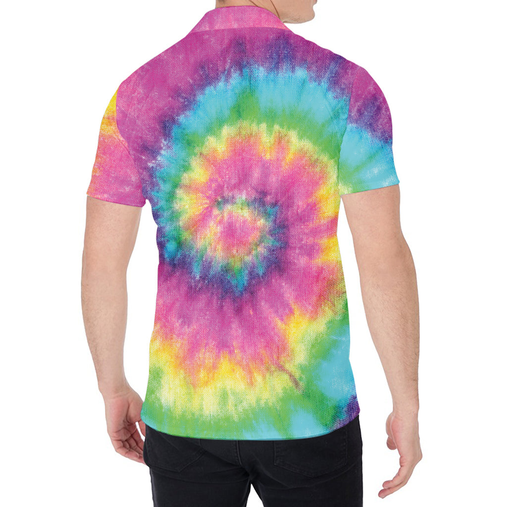 Bright Spiral Tie Dye Print Men's Shirt