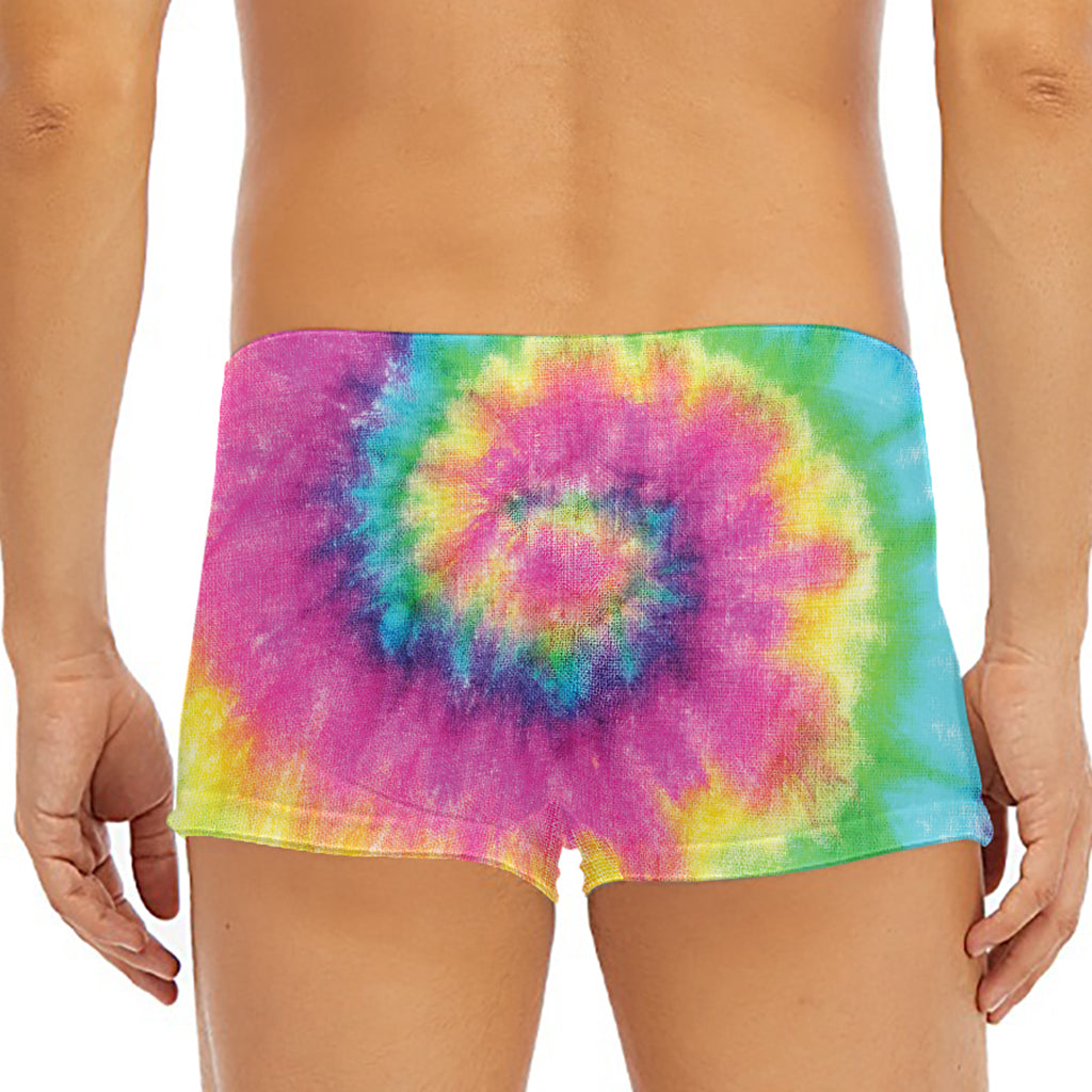 Bright Spiral Tie Dye Print Men's Short Boxer Briefs
