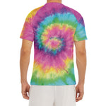 Bright Spiral Tie Dye Print Men's Short Sleeve Rash Guard