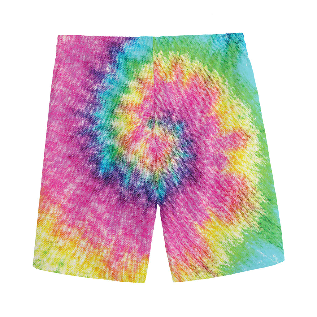 Bright Spiral Tie Dye Print Men's Sports Shorts