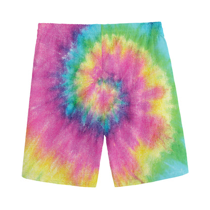 Bright Spiral Tie Dye Print Men's Sports Shorts