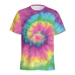 Bright Spiral Tie Dye Print Men's Sports T-Shirt