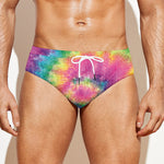 Bright Spiral Tie Dye Print Men's Swim Briefs