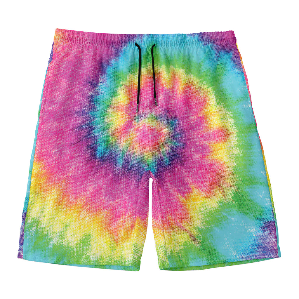Bright Spiral Tie Dye Print Men's Swim Trunks