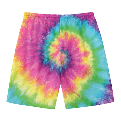 Bright Spiral Tie Dye Print Men's Swim Trunks