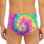 Bright Spiral Tie Dye Print Men's Triangle Swim Briefs