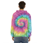 Bright Spiral Tie Dye Print Men's Velvet Pullover Hoodie