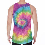 Bright Spiral Tie Dye Print Men's Velvet Tank Top