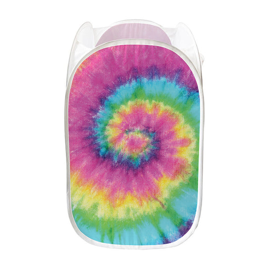 Bright Spiral Tie Dye Print Mesh Laundry Hamper