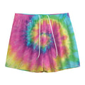 Bright Spiral Tie Dye Print Mesh Shorts