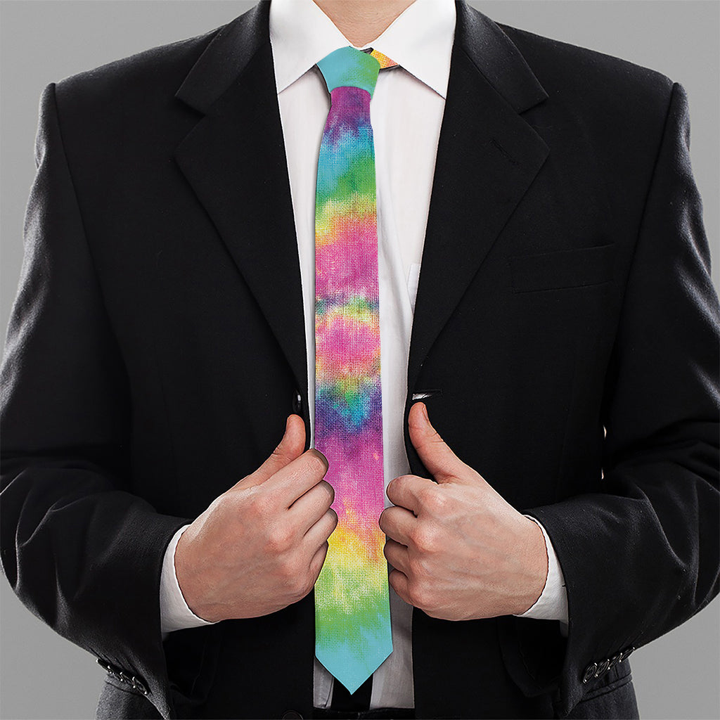 Bright Spiral Tie Dye Print Necktie