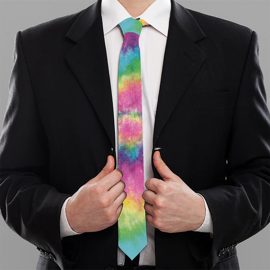 Bright Spiral Tie Dye Print Necktie