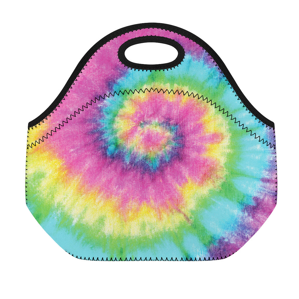 Bright Spiral Tie Dye Print Neoprene Lunch Bag
