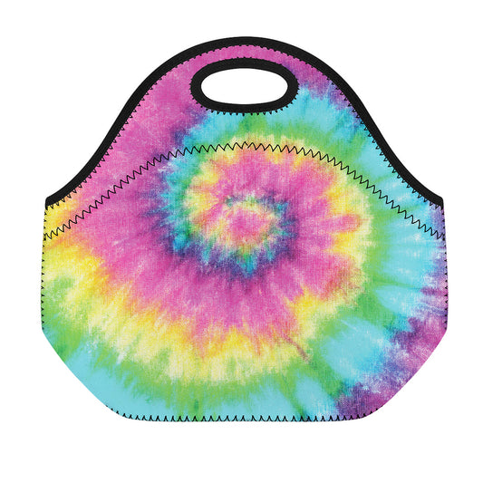 Bright Spiral Tie Dye Print Neoprene Lunch Bag