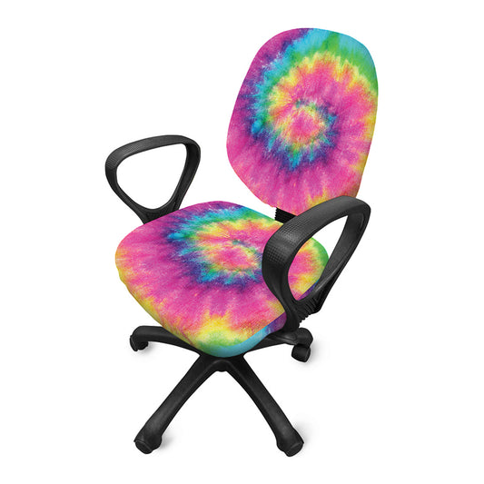 Bright Spiral Tie Dye Print Office Chair Cover