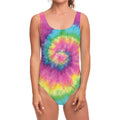 Bright Spiral Tie Dye Print One Piece Swimsuit