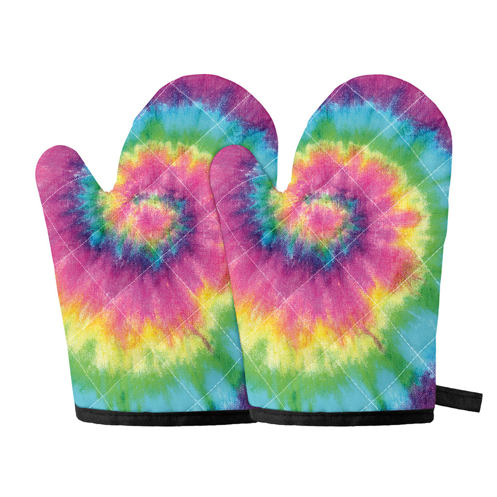 Bright Spiral Tie Dye Print Oven Mitts