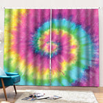 Bright Spiral Tie Dye Print Pencil Pleat Curtains