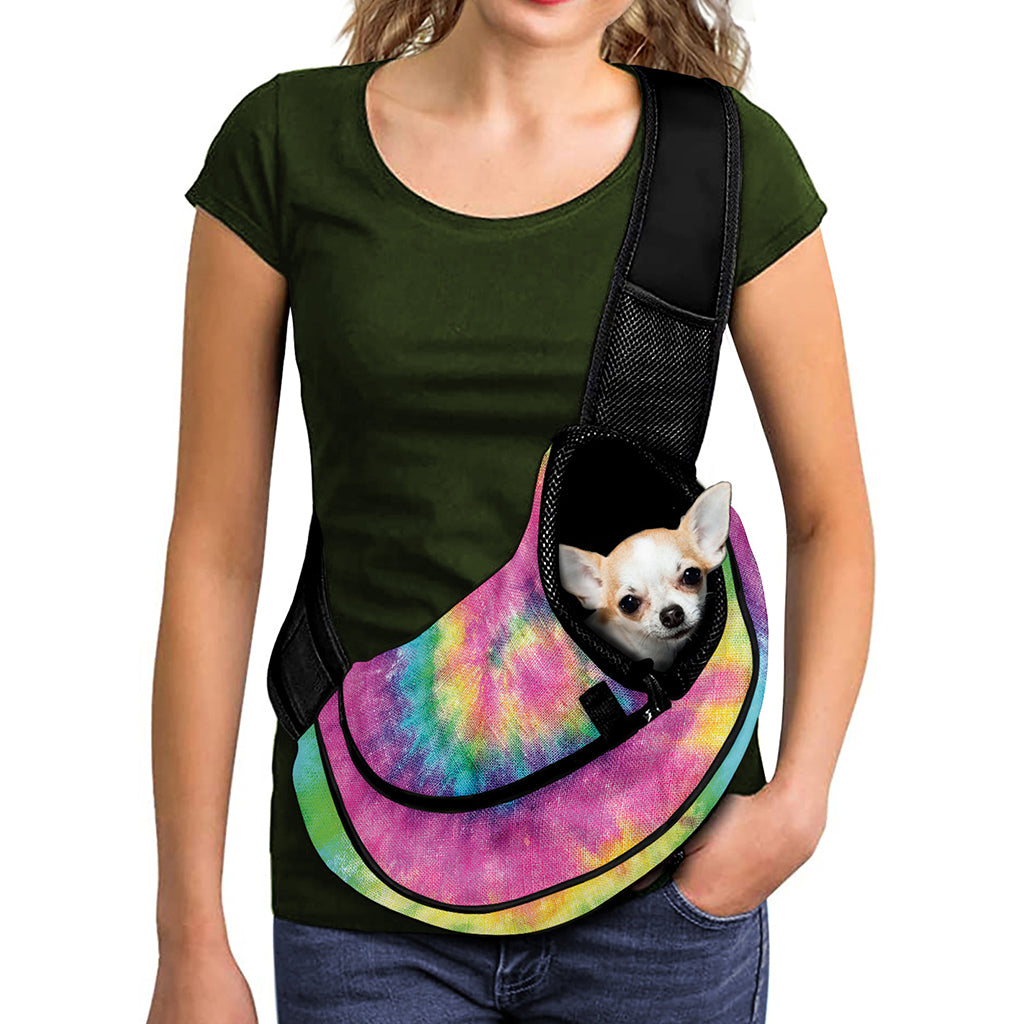 Bright Spiral Tie Dye Print Pet Sling Carrier